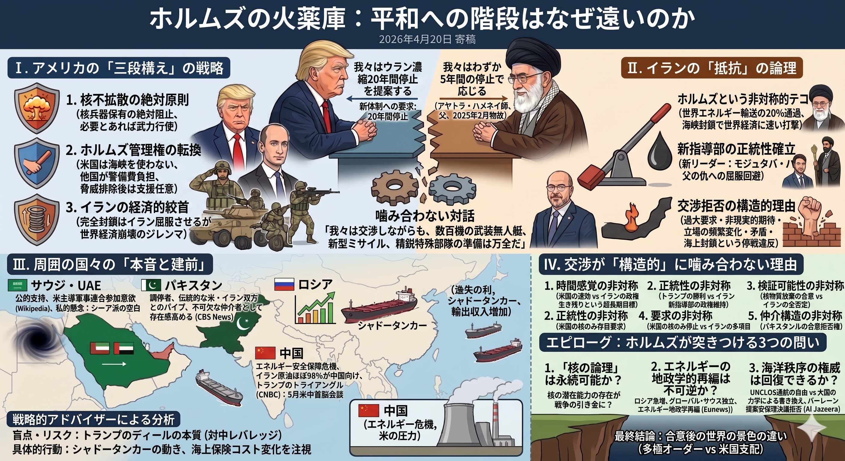 ホルムズの火薬庫：平和への階段はなぜ違いのか